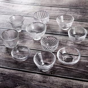 Japanese Hammered Pattern Glass Tea Tasting Cup, Gold Tracing Crystal Transparent Kung Fu Tea Set, Home Master Small Tea Cup Bowl
