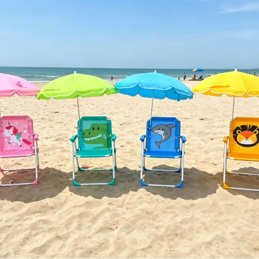 Kids Beach Chair with Umbrella Set Outdoor Portable Folding Umbrella Beach Photo Seat Baby Chair Sunshade