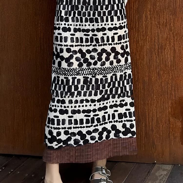 Zhejia - Polka Dot High-Waist Skirt for Women 2025 Summer Loose Petite Casual Half Skirt 25018-61