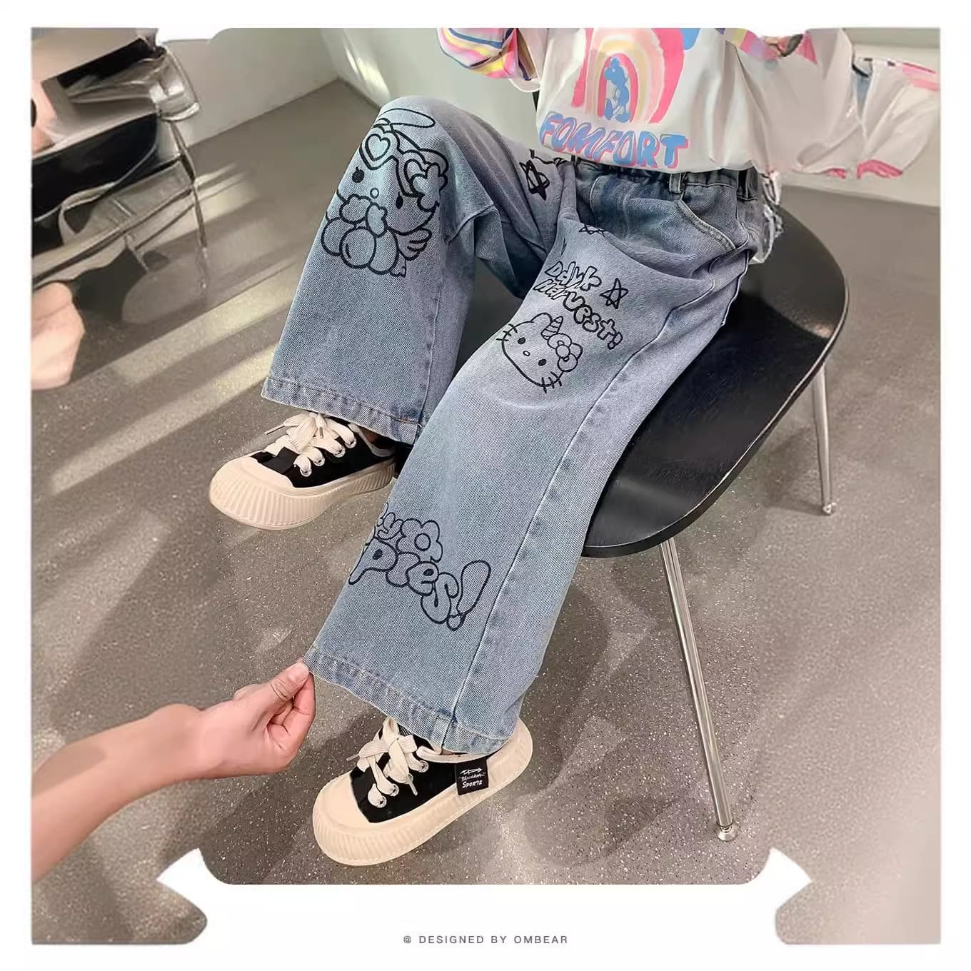 Girls' Wide Leg Jeans Spring and Autumn New Fashion Straight Leg for Toddlers Children's Jeans