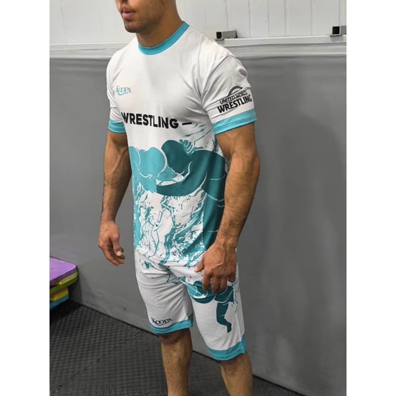 2026 National Wrestling Durable Short Sleeve Suit World Cup Sports Casual Suit Men's POD Dropshipping