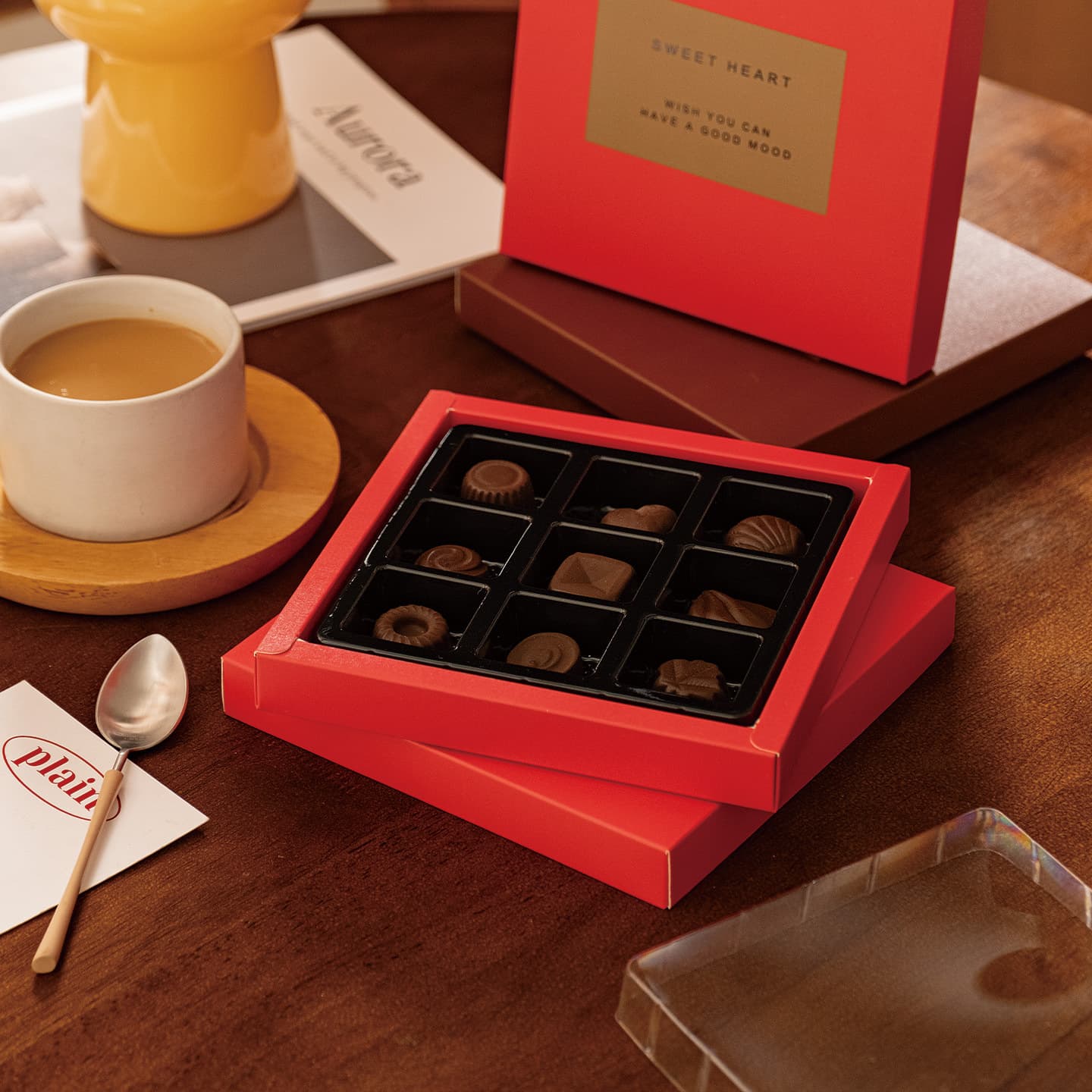 Premium Japanese-style Nama Chocolate Box Packaging Sealed Bag Valentine's Day Handmade Truffle 9-Grid Chocolate Packaging Empty Box