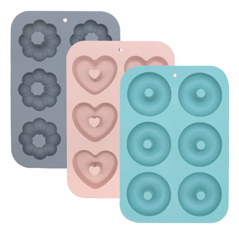 Cross-border supply pumpkin heart round mold 6-cavity donut 3-piece set baking tools silicone donut mold