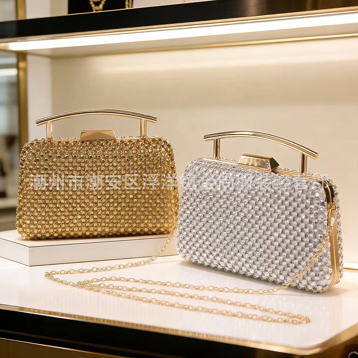 New Cross-border Evening Dress Rhinestone Clutch Cheongsam Handbag Shoulder Crossbody Banquet Bag Women's Clutch