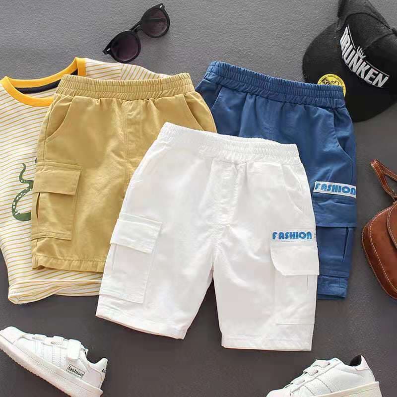 Boys' Pure Cotton Shorts Korean Style Children's Summer Cargo Shorts Baby Casual Shorts Mid-Length Shorts Five-Point Shorts Fashionable