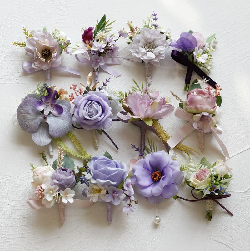 Purple Korean-style Artificial Bride Bridesmaid Wedding Wrist Flower Groom Best Man Conference Business Banquet Event Corsage