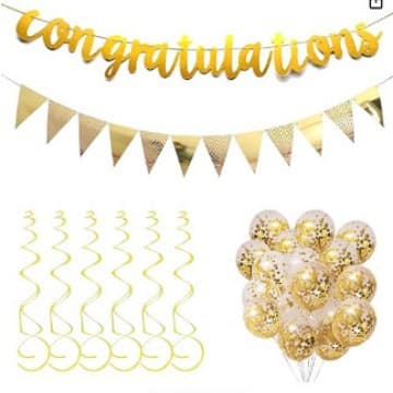 12 Balloons CONGRATULATIONS Graduation Happy Banner Graduation Season Commemorative Bunting Triangle Flag