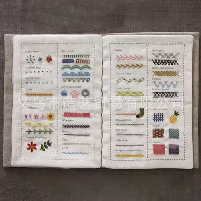 New cross-border Stitch Book handmade fabric embroidered square loose-leaf needlework notebook/journal embroidery series