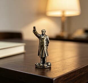 Plated Alloy Chairman Mao Standing Statue Waving Hand Comrades Hello Ornament Serve the People Mao Zedong Great Man Bronze Statue High