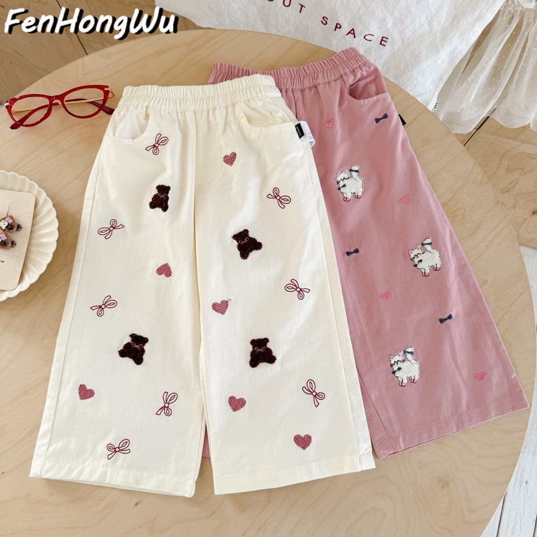 【Pink House】Girls Pants Autumn Fashionable Children Casual Pants Long Pants Baby Versatile Straight Leg Pants Trendy