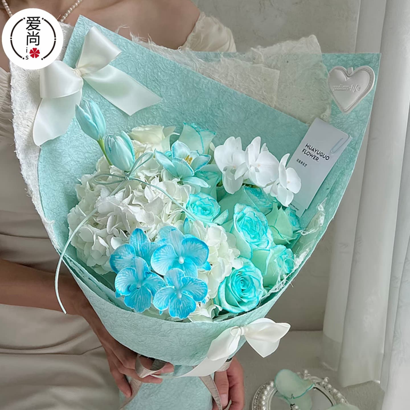Summer new blue cloud linen paper flower bouquet wrapping paper floral linen silk wrapped flower paper handmade materials floral materials