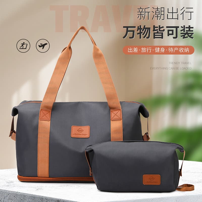 Casual Large-Capacity Tote Bag, Expandable Solid-Color Business Travel Bag, Yoga Fitness Bag, Travel Bag, Oxford Cloth