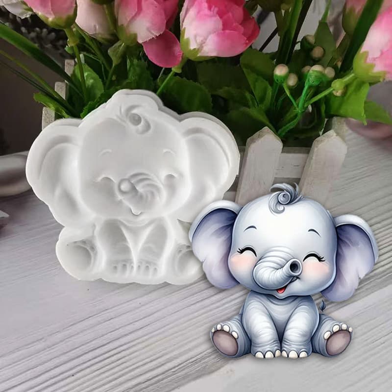 Cute Elephant Fondant Silicone Mold Cake Decoration Chocolate Gummy Baking Craft Resin Epoxy Silicone Mold