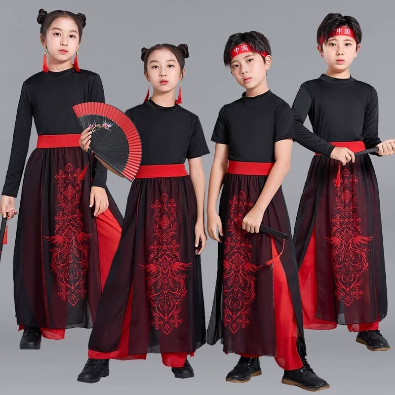 Xuelongyin Dance Costumes National Trend Classical Dance Fanxiao Dance Costumes Chinese Boys Performance Costumes Girls and Children