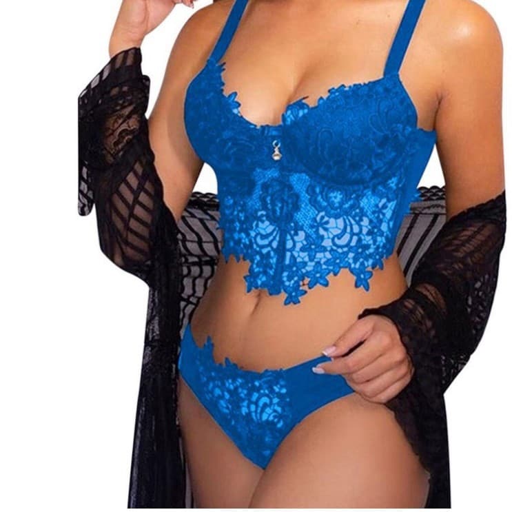 Popular foreign trade new popular sexy underwear water-soluble embroidered two-piece set large size home underwear manufacturer wholesale