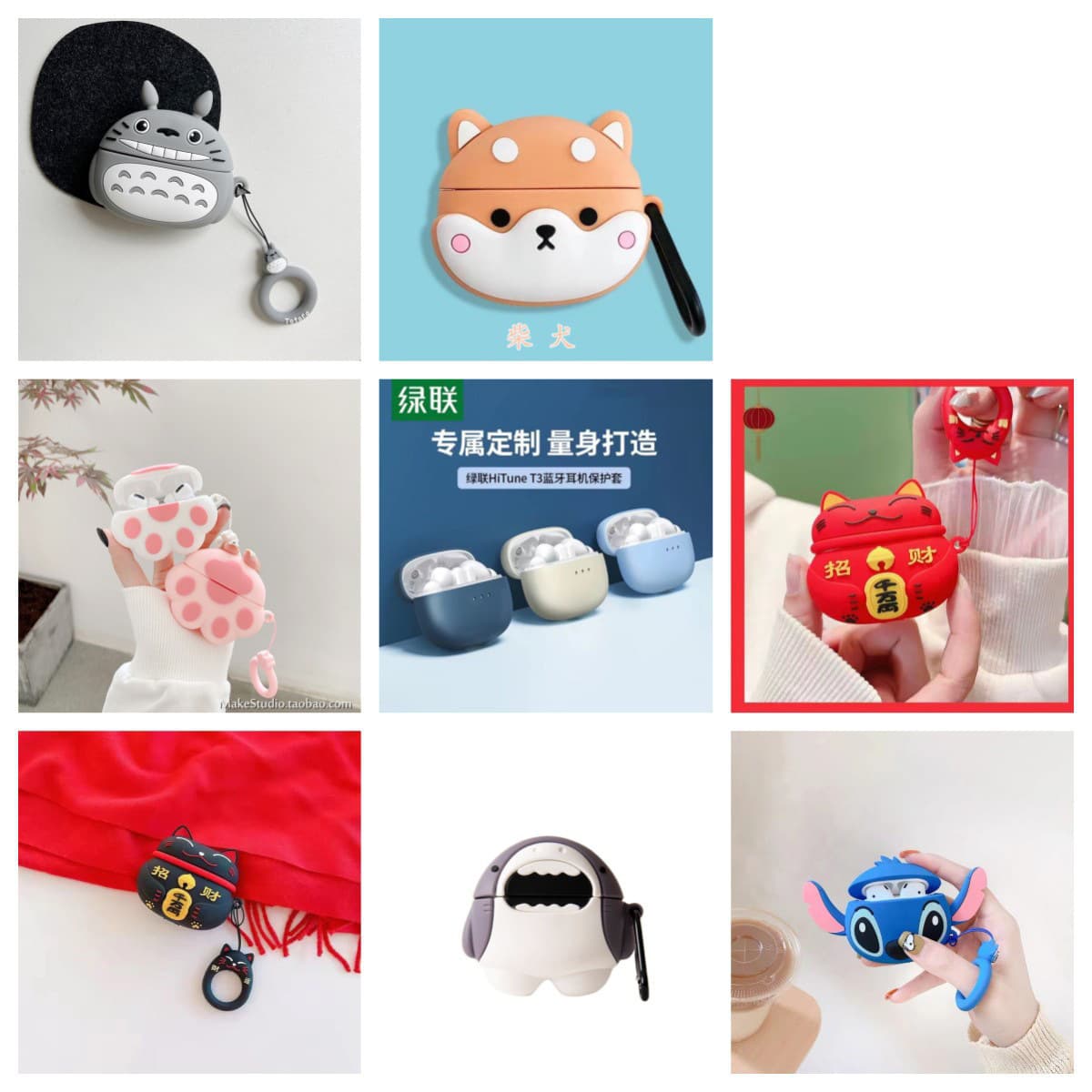 Compatible with UGREEN HiTune T3 Bluetooth Earphones, Cute Cartoon Silicone Soft Case, Drop-Proof Cover for UGREEN T3