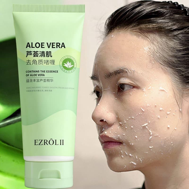 Aloe Vera Exfoliating Gel Facial Gentle Cleansing Scrub Deep Hydrating Moisturizing Green Tea Facial Exfoliator