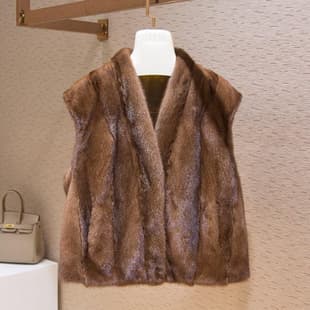 2026 Vest King Silver Blue Two-Tone Fur Vest Short Women Korean Loose Haining Made Jacket Winter Fur