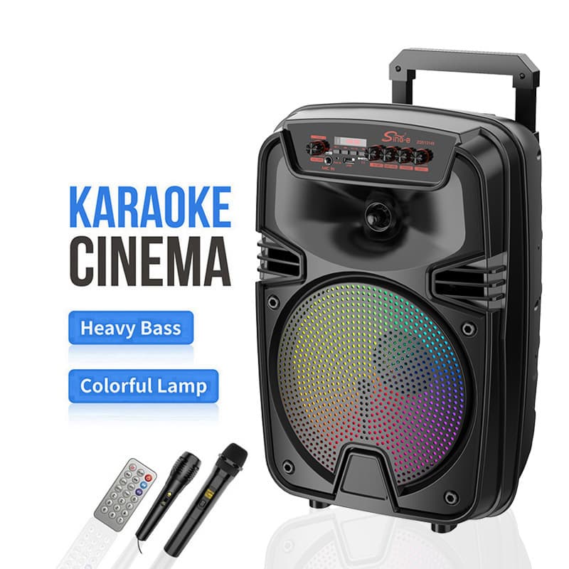 Cross-Border Private Model New Trolley-Style Pull Rod 12inch High-Power Outdoor Blue Speaker with Dual Microphones