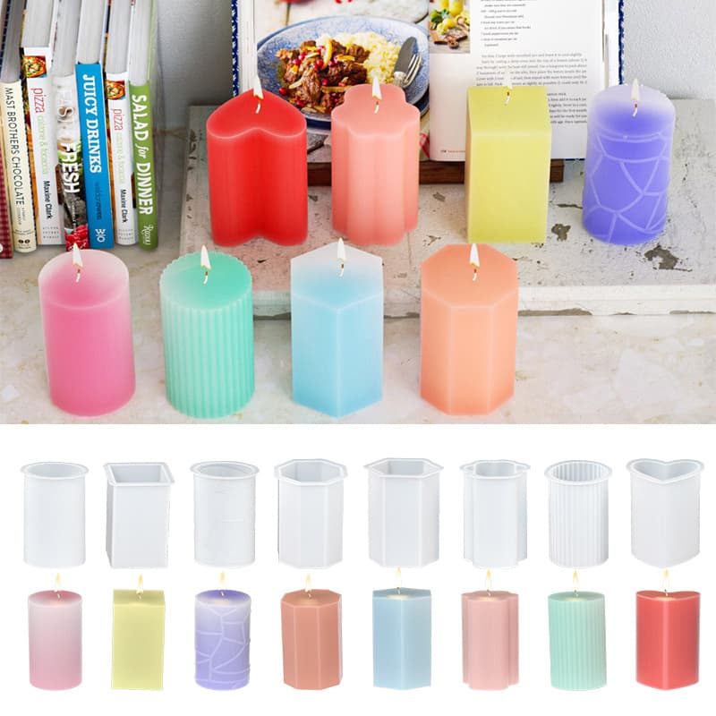 DIY Cylinder Candle Silicone Mold Square Hexagon Love Cat's Claw Striped Gypsum Cement Gum Dropping Grinding Tool
