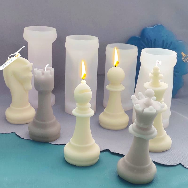 Chess Aromatherapy Candle Silicone Mold DIY Chess Piece Plaster Ornament Candle Holder Aroma Stone Mold