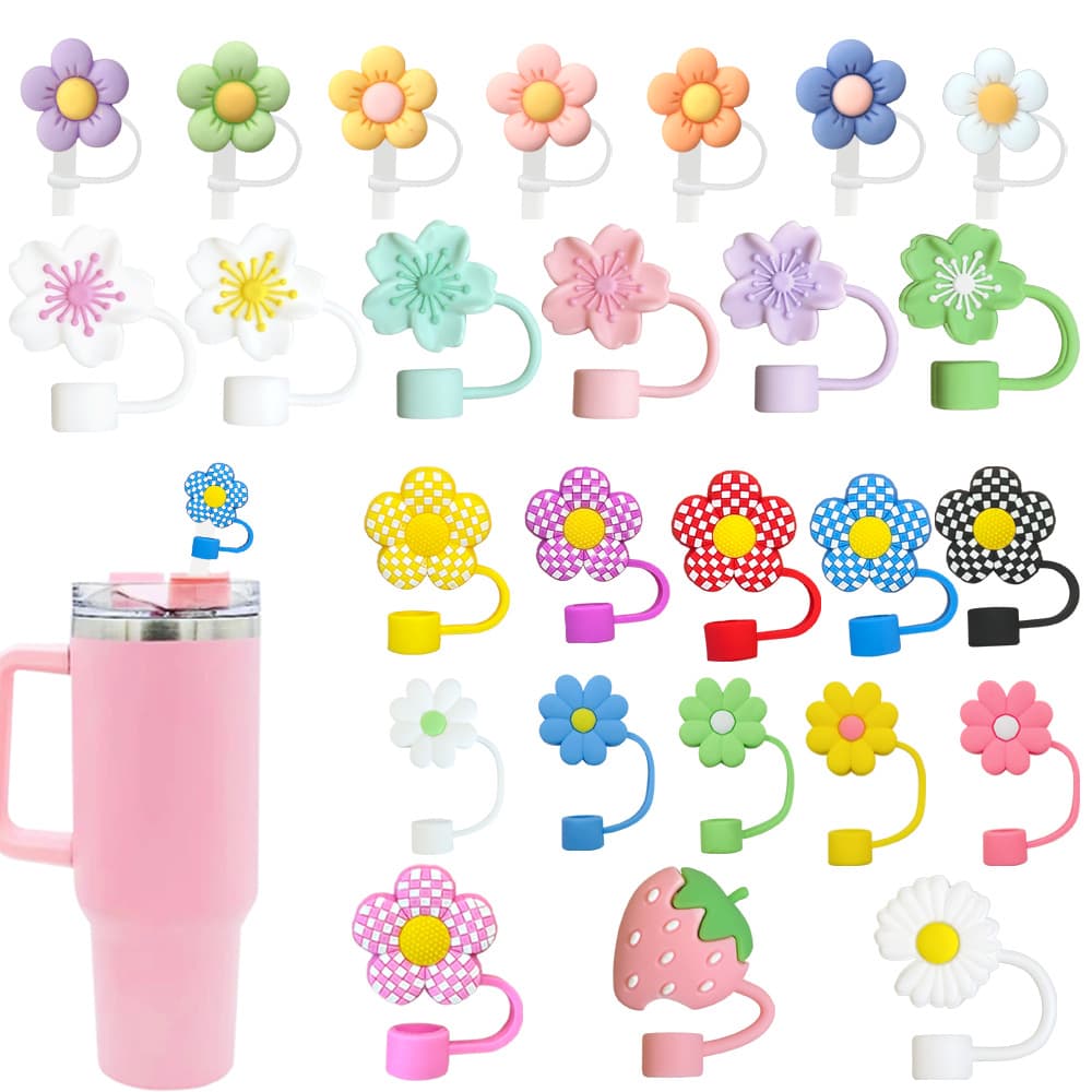 10mm Straw Dust Plug Universal Straw Cap Food-Grade Silicone Straw Cover Star Wind Glass Straw Cute Protective Sleeve