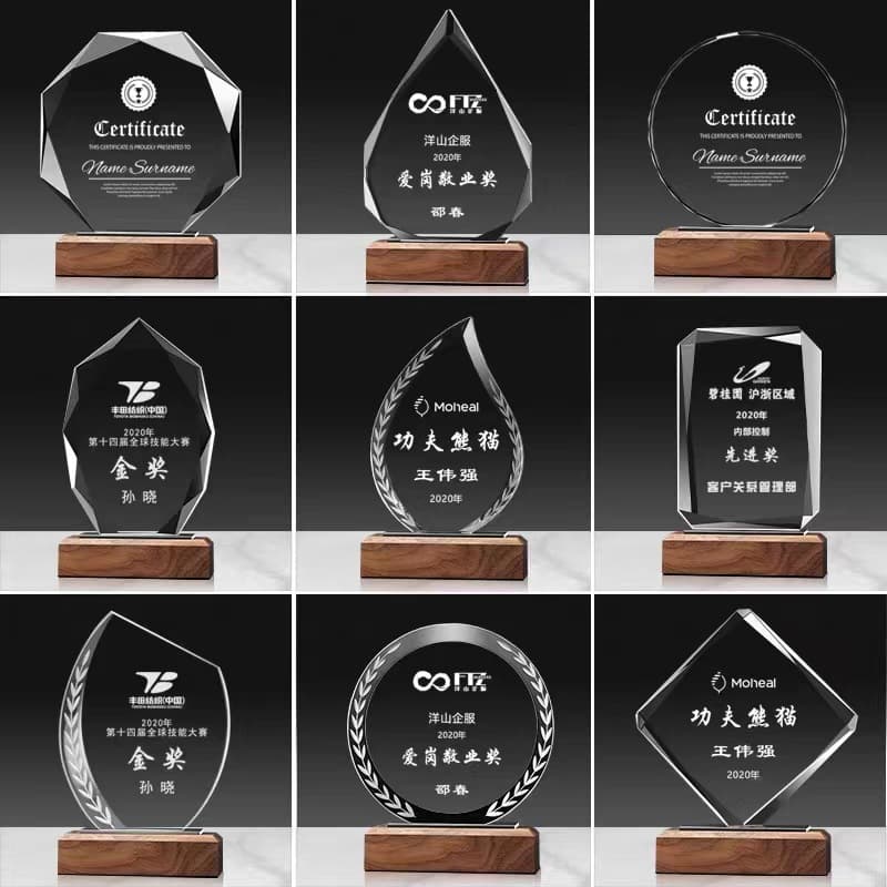 Custom Resin Crystal Trophy Medal Metal Souvenir Engraved Award Annual Meeting Crystal Trophy Five-Pointed Star