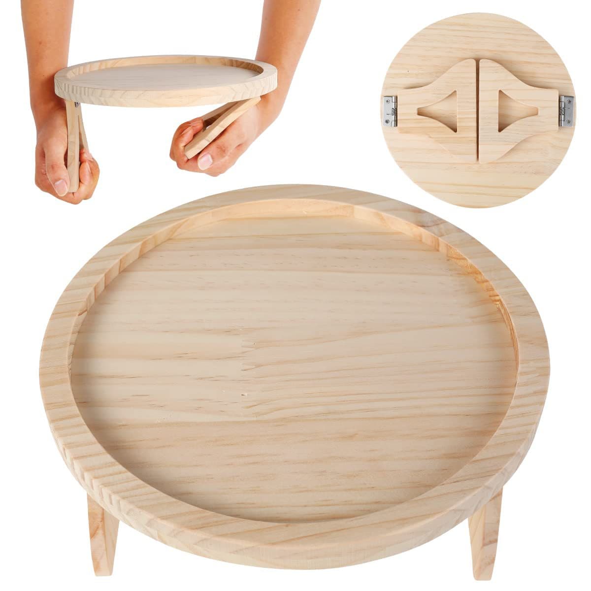 Cross-border wooden sofa armrest tray holder round tray remote control beverage portable storage tray holder