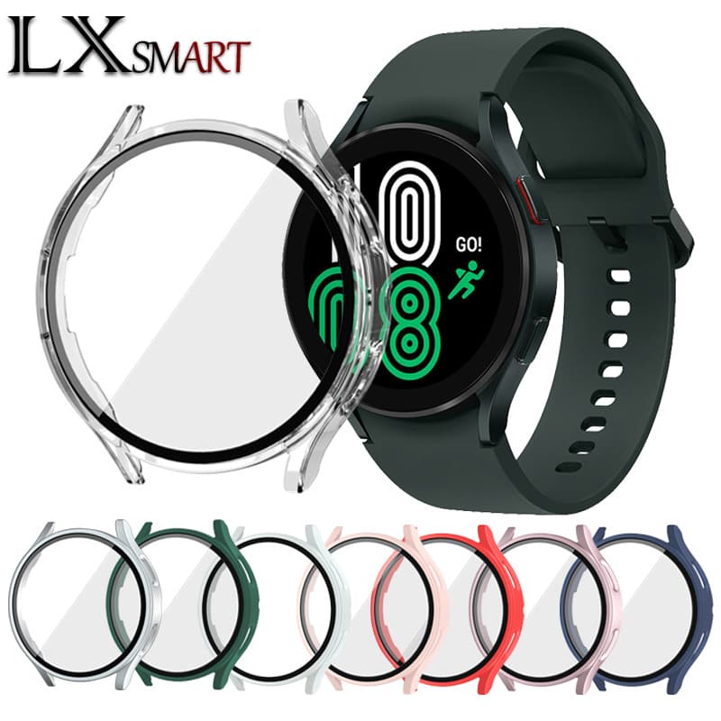 Compatible with Samsung Galaxy Watch 4/5/6/7 Case, PC Spray-painted Matte Integrated Shell and Screen Protector