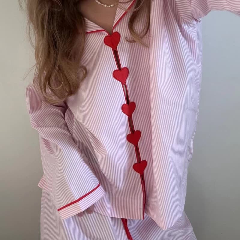 Ins Independent Station Spring New Korean Couple Pajamas Striped Long Sleeve Pajamas Home Clothes Women's Suit Foreign Trade Batch