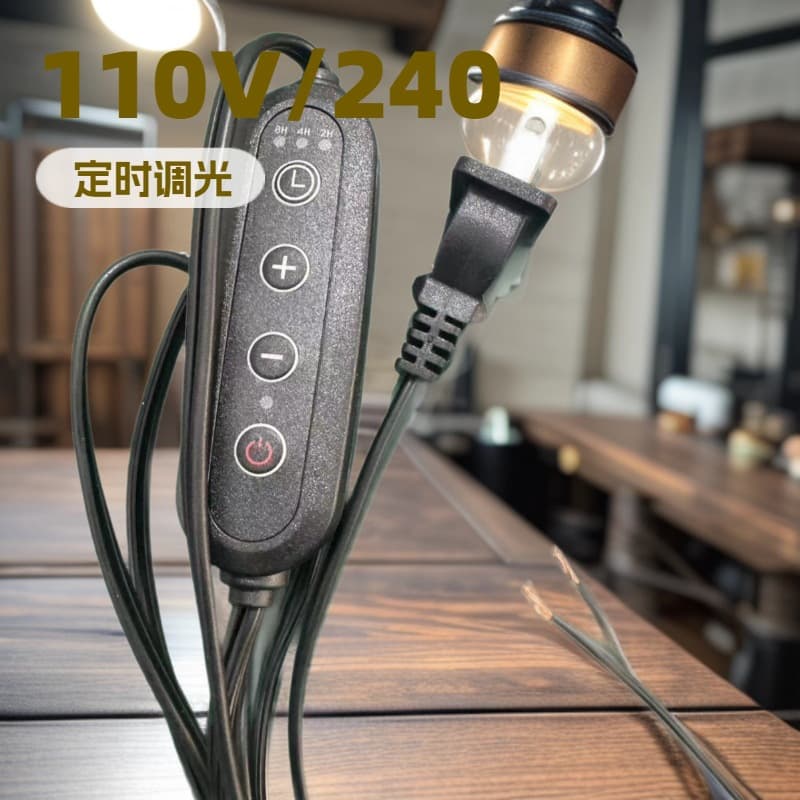 Chinese Flat Plug Table Lamp Switch Cord with 303 Timer Switch, Two-Core Household Power Cord with Plug, Flame-Retardant and Durable