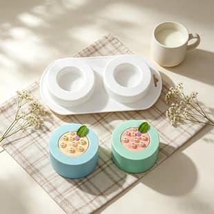 In Stock French Dessert Silicone 2-Cavity Pudding Cup Mousse Cake Mold, DIY Baking Mold, Chiffon Cake Mold