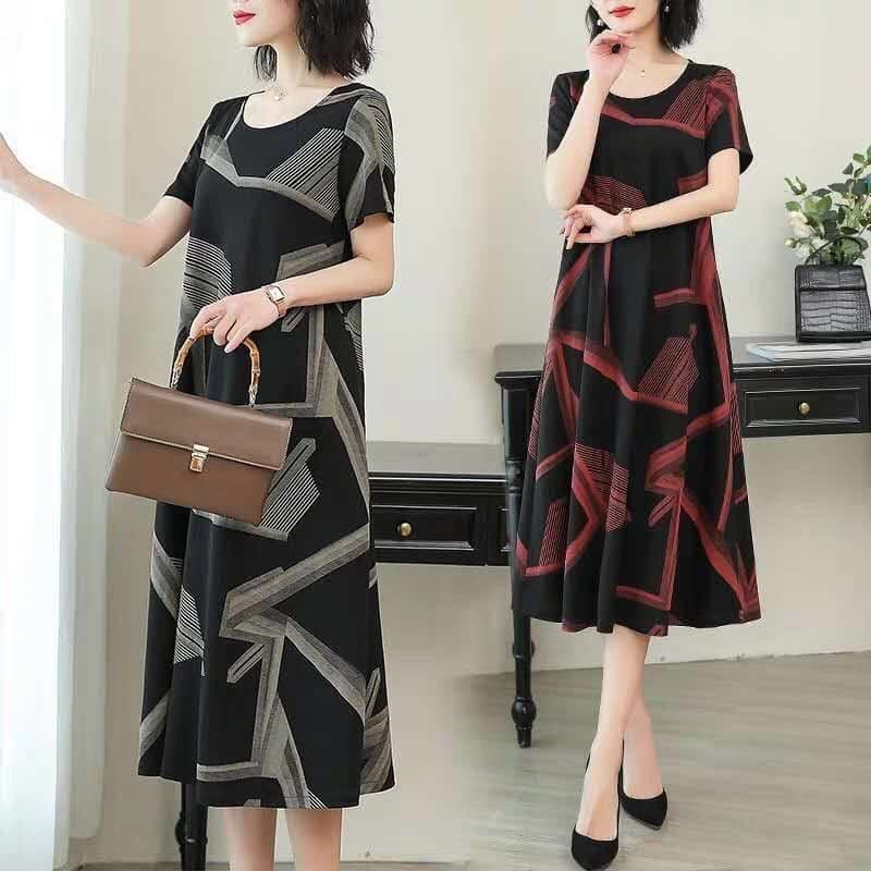 Plus Size Dress 2026 Summer New Plus Size Loose Slimming Midi Dress Age-Defying Casual Stylish Plus Size Dress