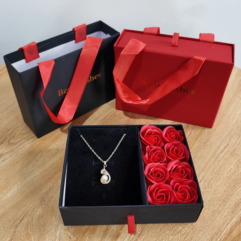Cross-border 8-drawer jewelry box Valentine's Day Christmas soap flower jewelry necklace ring earrings jewelry box