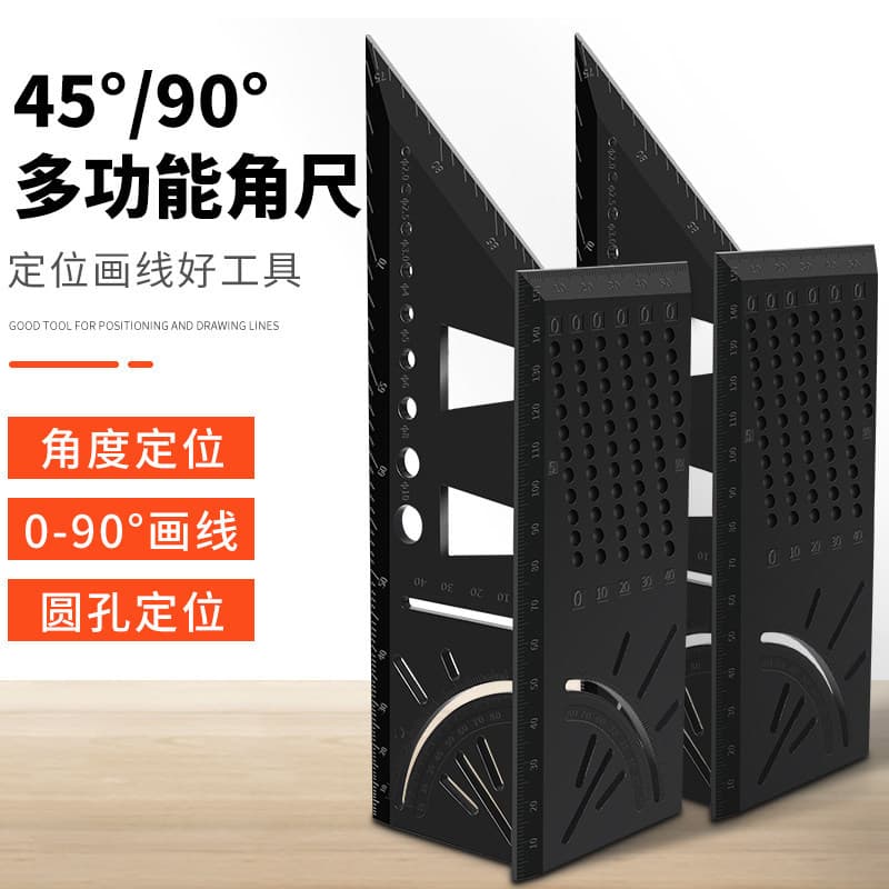 Aluminum Alloy Woodworking Square Multi-Function Marking Tool 45/90 Degree Scribing Gauge Stop Rule Dovetail Template