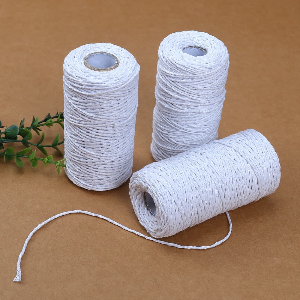 White Cotton Rope for Handmade DIY Materials, Tapestry Weaving, Decorative Clothing Tags, Red and Green Christmas Packaging Ties