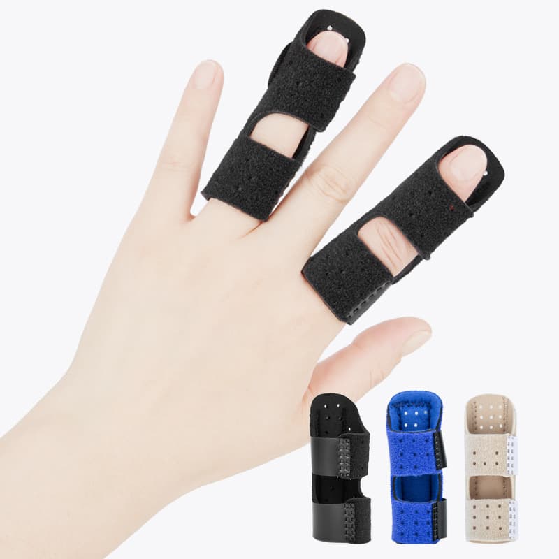 Finger fixation straps for index, middle, ring, and little fingers; protective sleeves for finger fixation and correction.