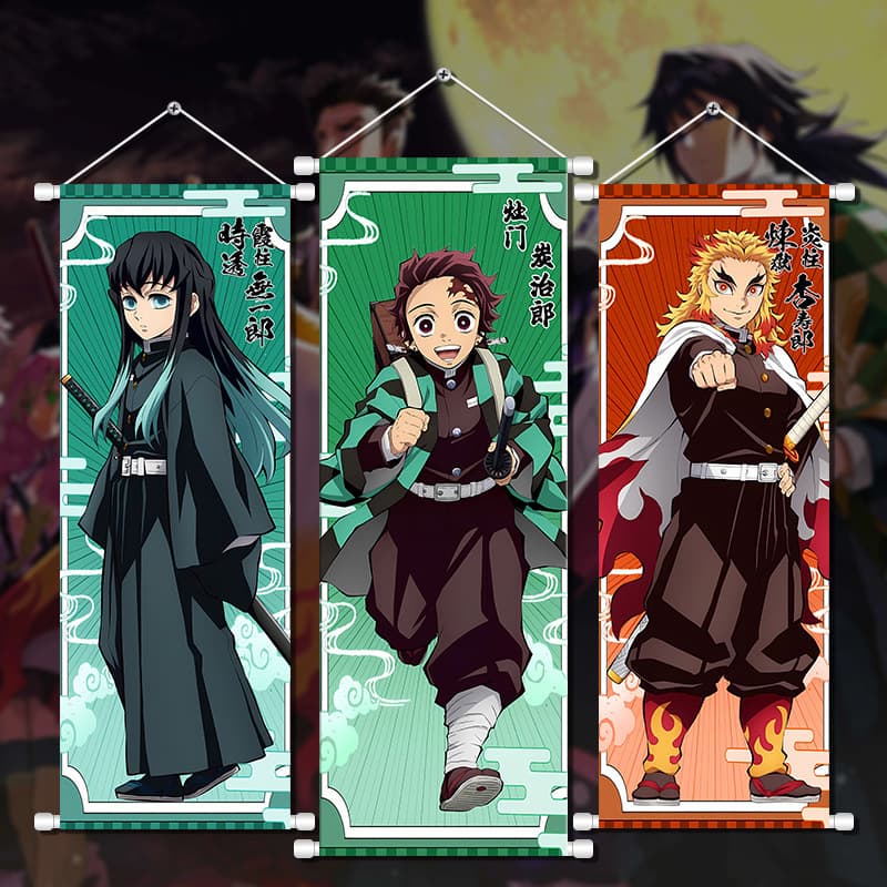 Animation peripheral Demon Slayer hanging painting silk poster Tanjiro Nezuko Zenitsu volunteer snake scroll two-dimensional