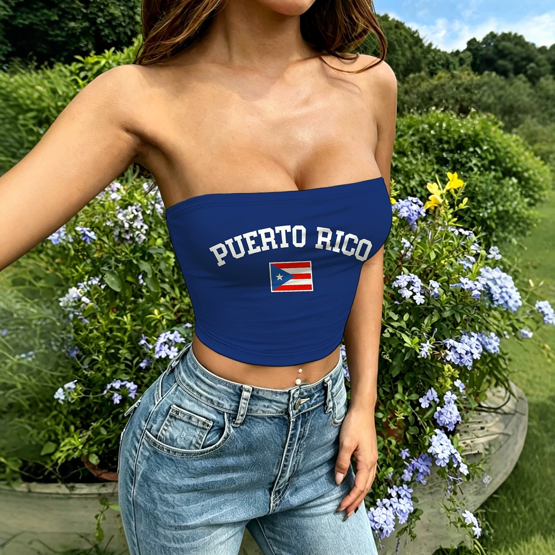 European and American New Women's Tube Top Fitted Letter Print Sexy Crop Top Summer Cross-Border Top TEMU