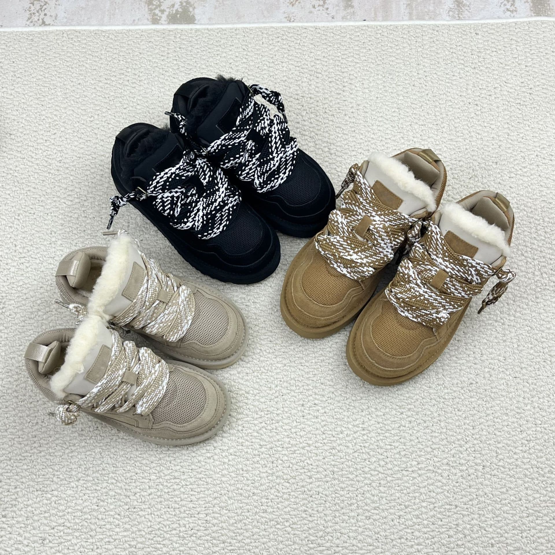 New Autumn/Winter Cowhide Lace-Up Anti-Slip High-Top Warm Lined Snow Boots, Cross-Border Trade Genuine Leather Sports Snow Boots