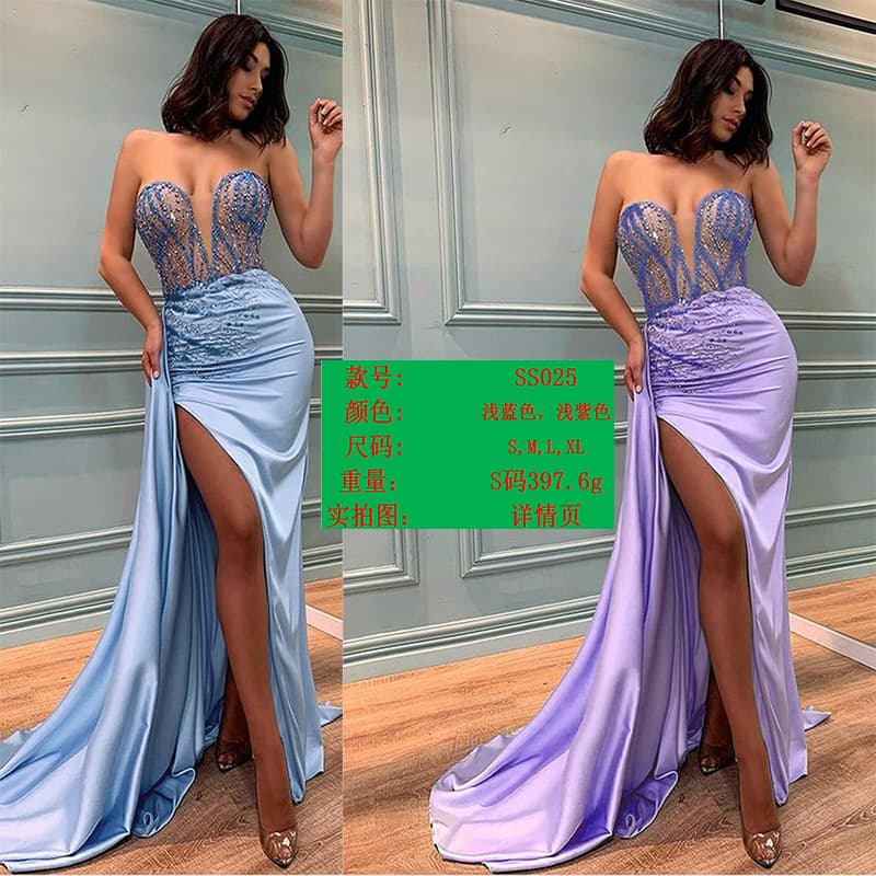 Banquet Evening Dress for Women, European and American Foreign Trade New Design, High-End Socialite Temperament, Sexy Annual Meeting Host