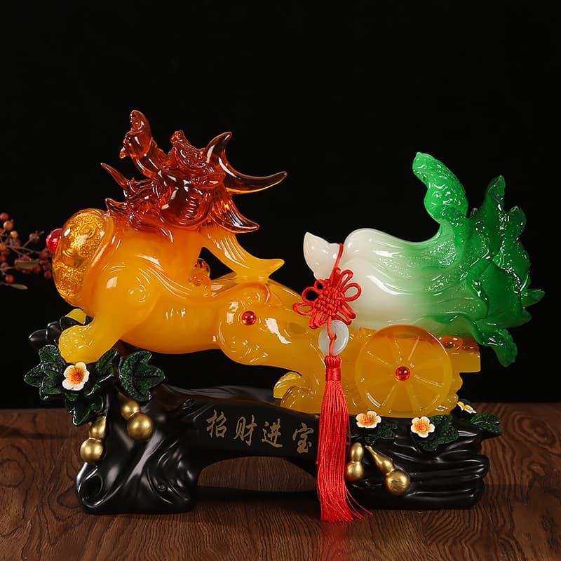 Lucky Wealth Bringer Yuxi Figurine Home Decor Office Desk Study Room Decoration Moving Gift Synthetic Resin Handmade Animal Model
