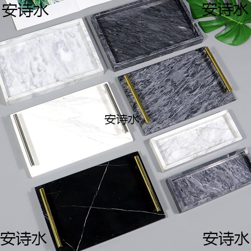 Hotel vanity tray, light luxury flat tray, Nordic hotel bathroom marble tray, rectangular organizer tray