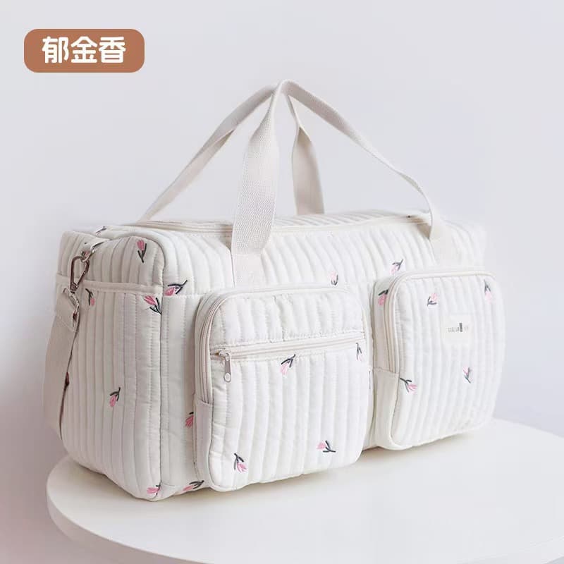 Cross-border Large Capacity Handheld Diaper Bag for Moms, Baby Bottle and Diaper Hanging Bag, Korean Style Embroidered Bear Mother and Baby Bag