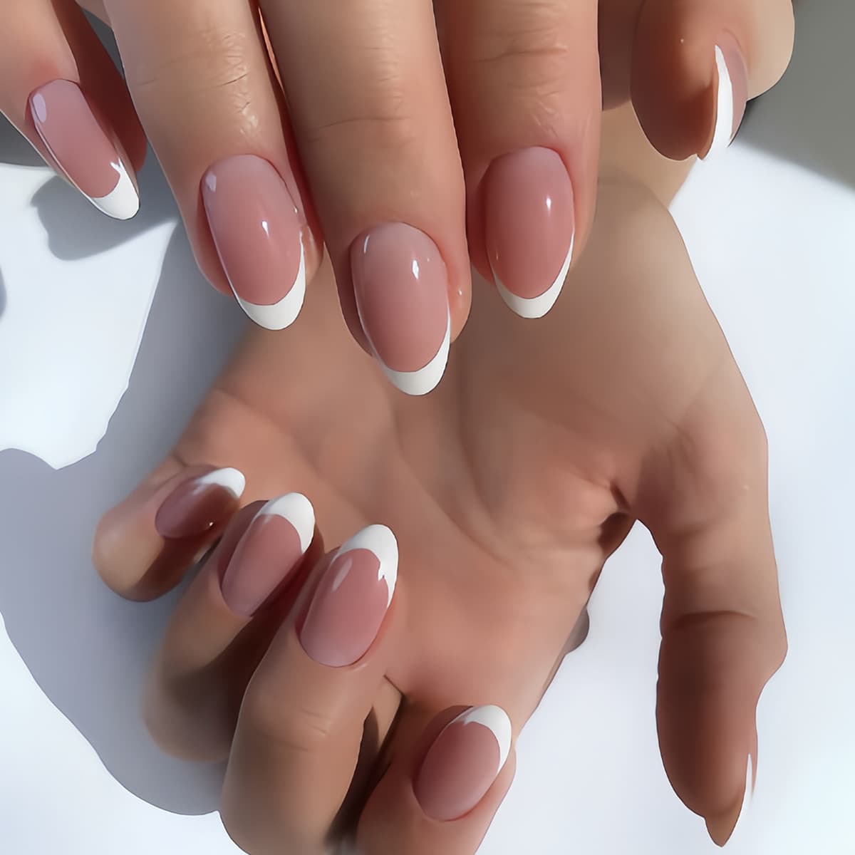 Cross-border best-selling nail tips, high-end white French wear nails, pink nude versatile ins style nail tips