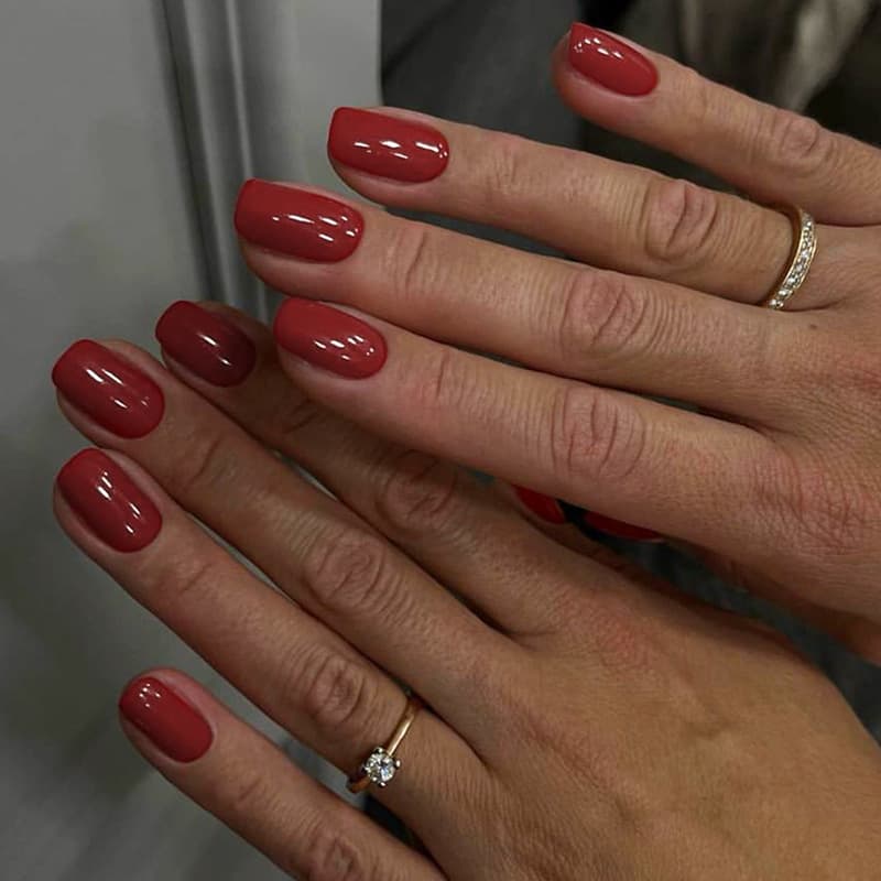 Cross-border Short Square New Premium Red Press-On Nails Solid Color Nail Tips Finished Nails
