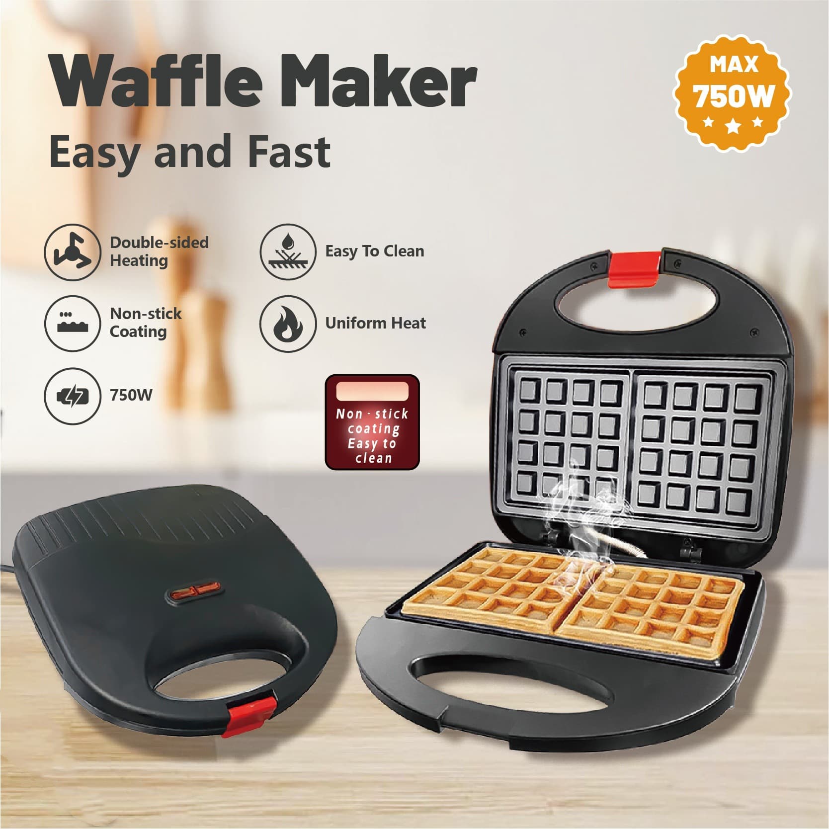 Cross-border US Standard 110V Sandwich Donut Machine Cake Breakfast Machine Sandwich Maker Large Bread Machine Waffle