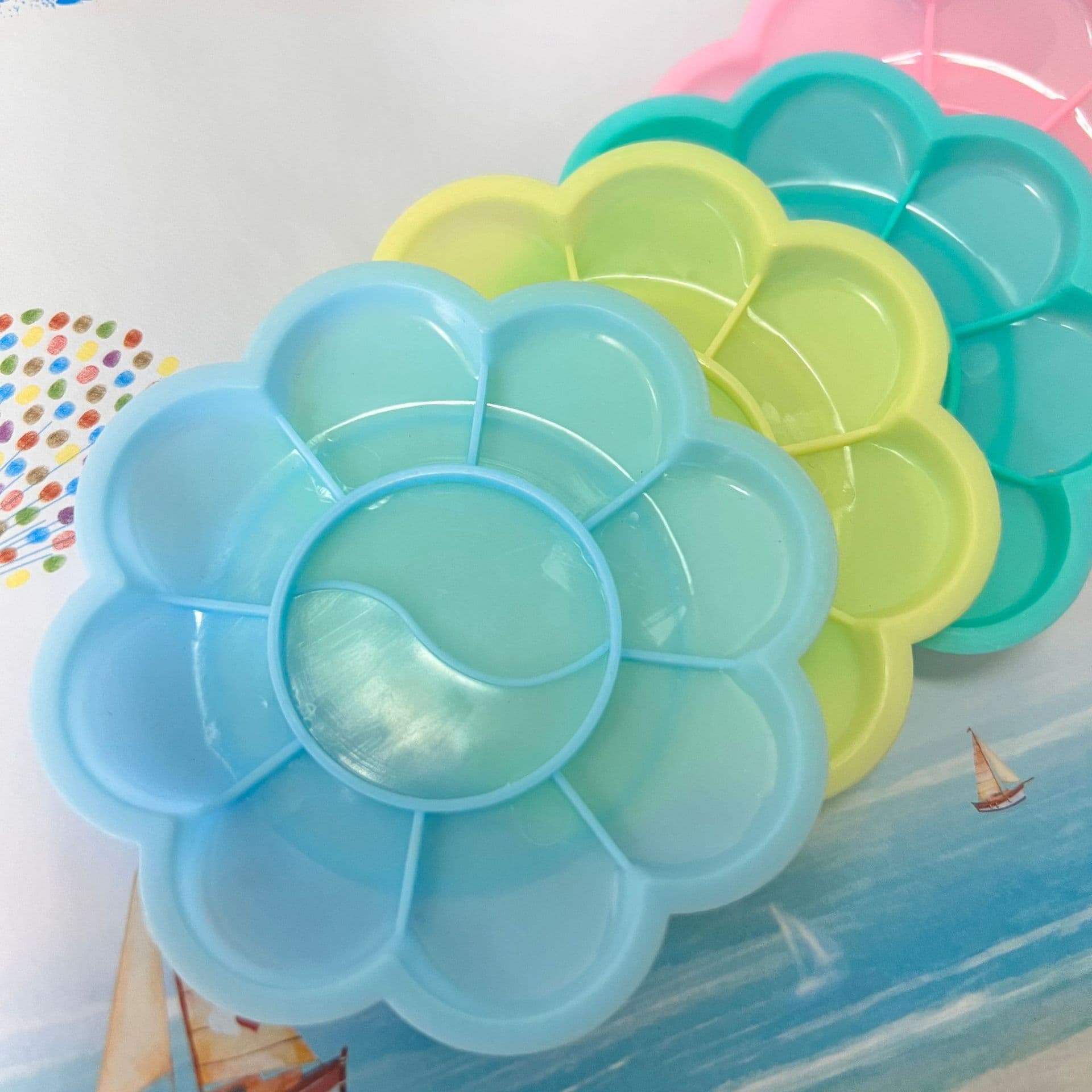Children's Art Painting Palette Plastic Palette Oil Watercolor Gouache Paint Palette DIY Graffiti Tray