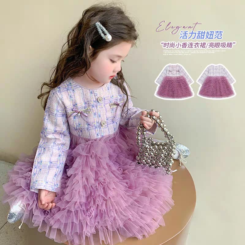 Girls 2025 Fall/Winter New Princess Dress Little Fragrance Style Tulle Princess Dress Baby Girl Dress Fashion