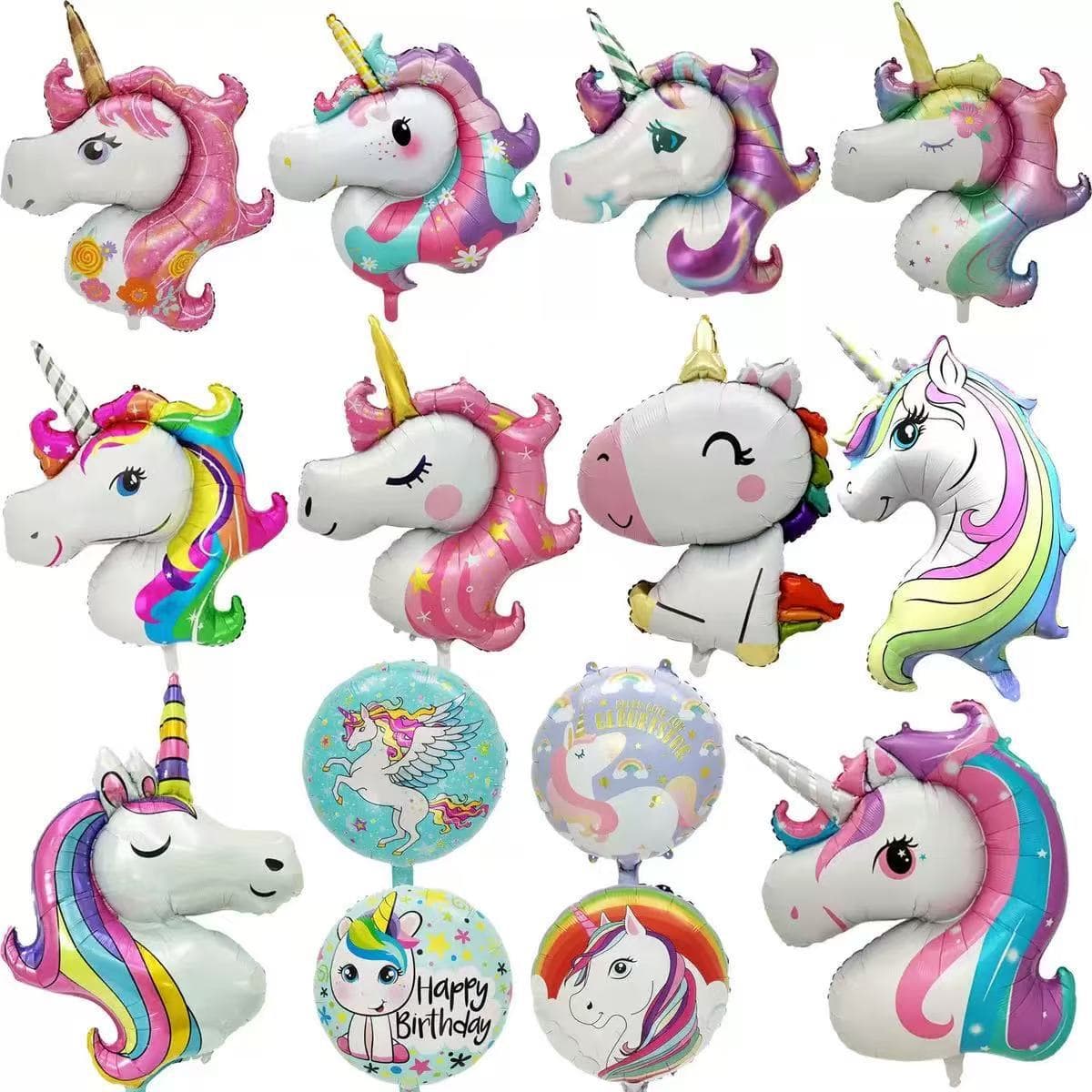 Cartoon unicorn pony theme children baby rainbow accessories decorative balloon aluminum film balloon arrangement festival birthday